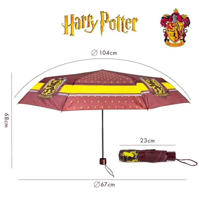 BONNYCO Ombrello Pieghevole Harry Potter Mini Ombrello Antivento Granata con Struttura Rinforzata | Ombrellino Piccolo per Borsa Zaino Viaggio | Ombrellino Donna Uomo Pioggia Regalo Uomo Originali miniatura 2