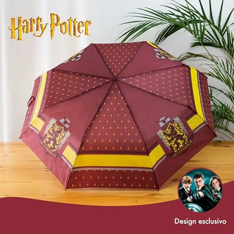 BONNYCO Ombrello Pieghevole Harry Potter Mini Ombrello Antivento Granata con Struttura Rinforzata | Ombrellino Piccolo per Borsa Zaino Viaggio | Ombrellino Donna Uomo Pioggia Regalo Uomo Originali miniatura 3