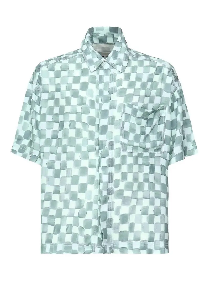 Camicia corta acquerello Blu
