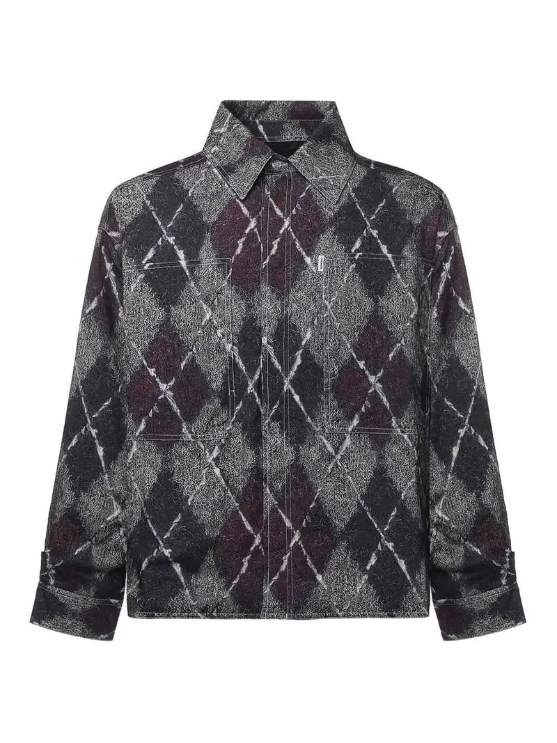 Camicia in flanella con motivo a rombi Grigio