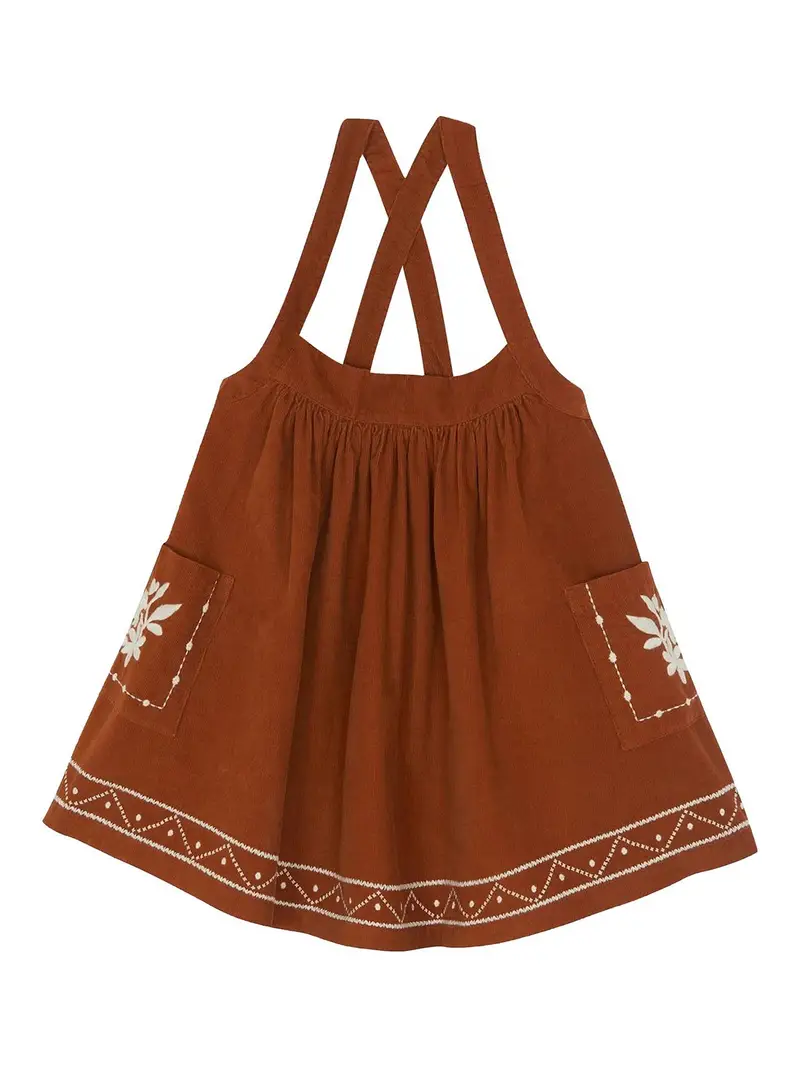 Vestito Con Ricamo Marrone