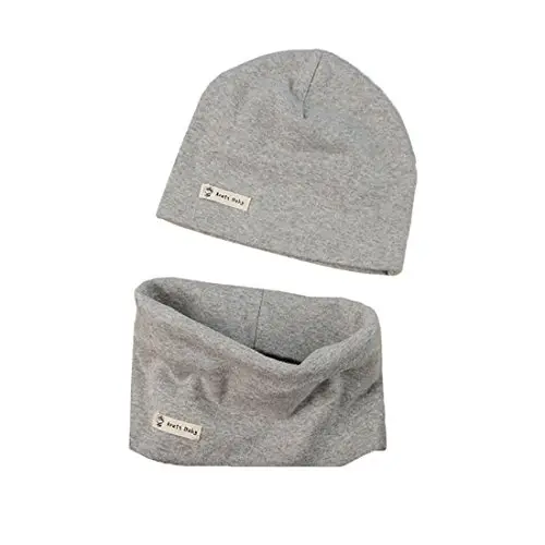 Boomly Autunno e Inverno Caldo Cute Tinta unita Morbido Cappello in Cotone Berretto e Sciarpa Scaldacollo Sciarpa per