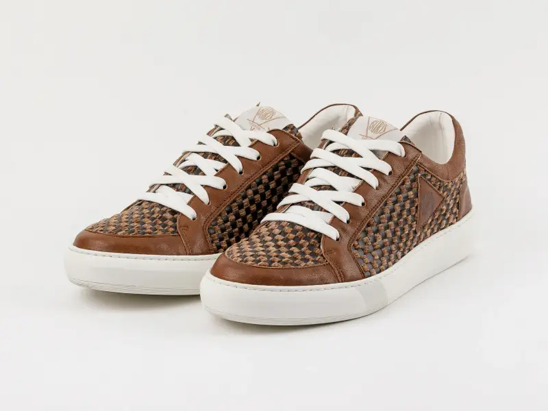 TRESSURE - Sneakers marrone con intreccio di tessuto e pelle - 36