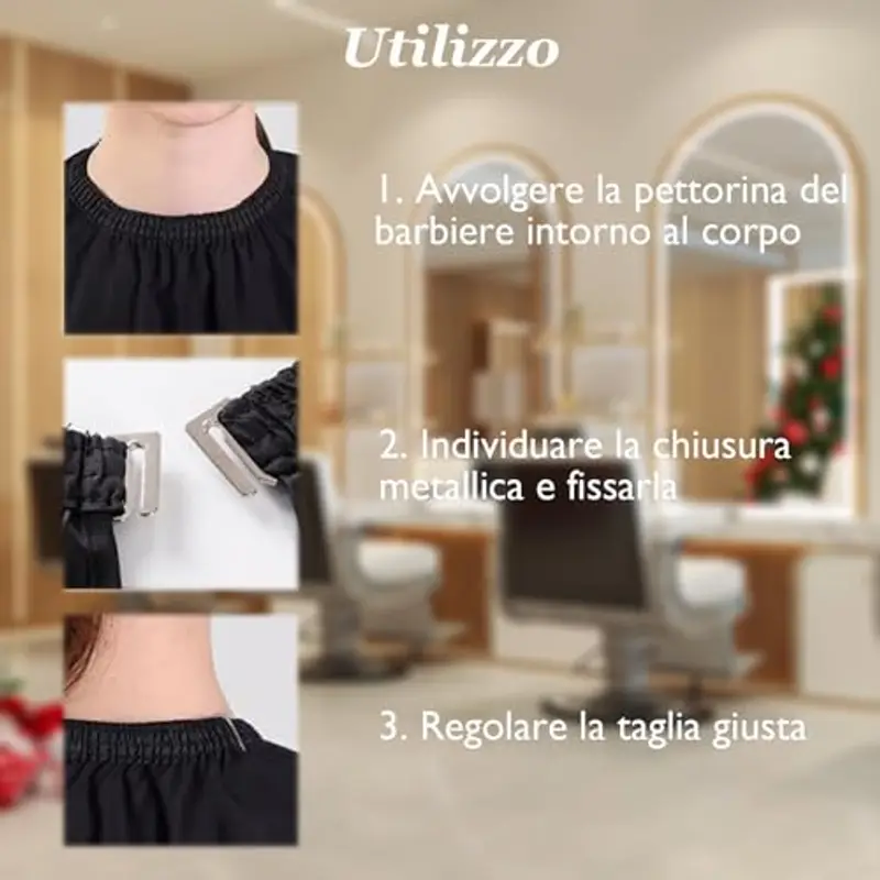 BORISCA 2 Pz Nero Impermeabile Mantella Parrucchiere, 140*118cm Mantellina per Taglio Capelli Professionale, Regolabile miniatura 3