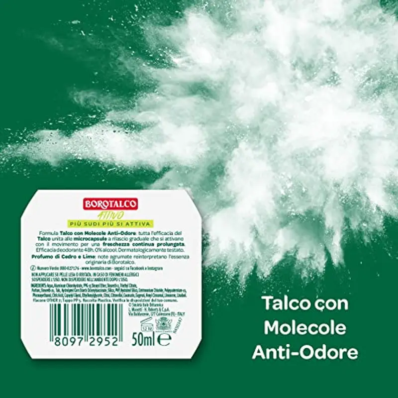 Borotalco, Deodorante Roll On Attivo Giallo, Formula Senza Alcool e con Talco con Molecole Anti-Odore, Efficacia Fresca, 48h di Efficacia, Profumo di Cedro e Lime - 1 Flacone da 50 ml miniatura 2