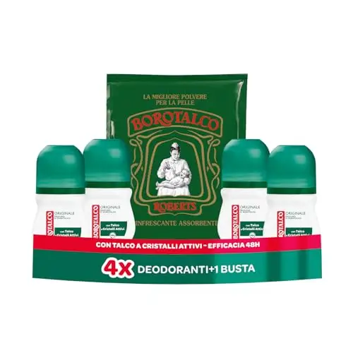 Borotalco, Deodorante Roll-On Originale, con Talco a Cristalli Attivi, Tripla Protezione Asciutta, Senza Alcool,