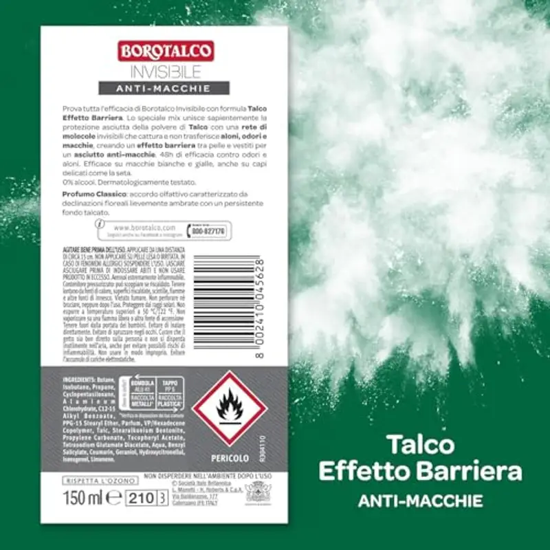 Borotalco, Deodorante Spray Invisibile Grigio, con Talco Effetto Barriera, Cattura e Non Trasferisce Aloni, 48h miniatura 2