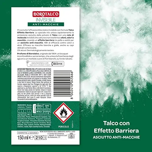 Borotalco, Deodorante Spray Invisibile Verde, Formula Senza Alcool con Talco Effetto Barriera, Cattura e Non miniatura 2