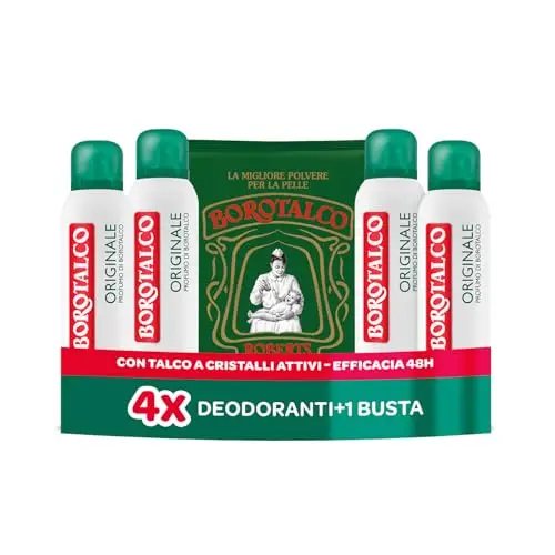 Borotalco, Deodorante Spray Originale, con Talco a Cristalli Attivi, Tripla Protezione Asciutta, Senza Alcool, Profumo