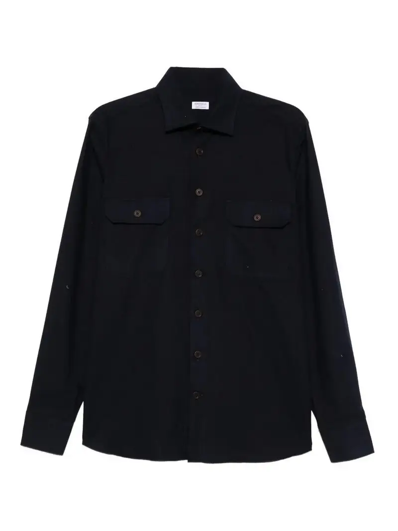 Camicia di cotone a doppia tasca Nero