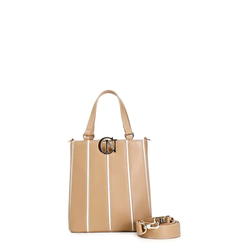 borsa a secchiello con accessorio cafènoir a contrasto cuoio taglia unica