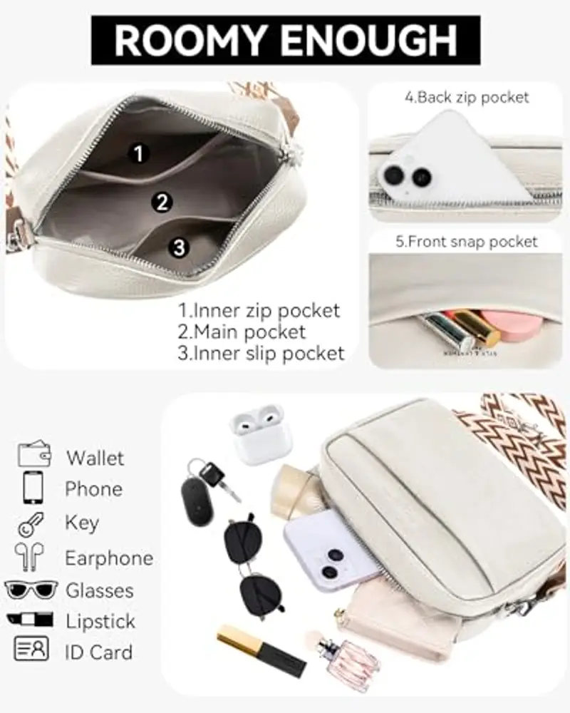 ABOUME Borsa a tracolla Donna Beige 758271 miniatura 4