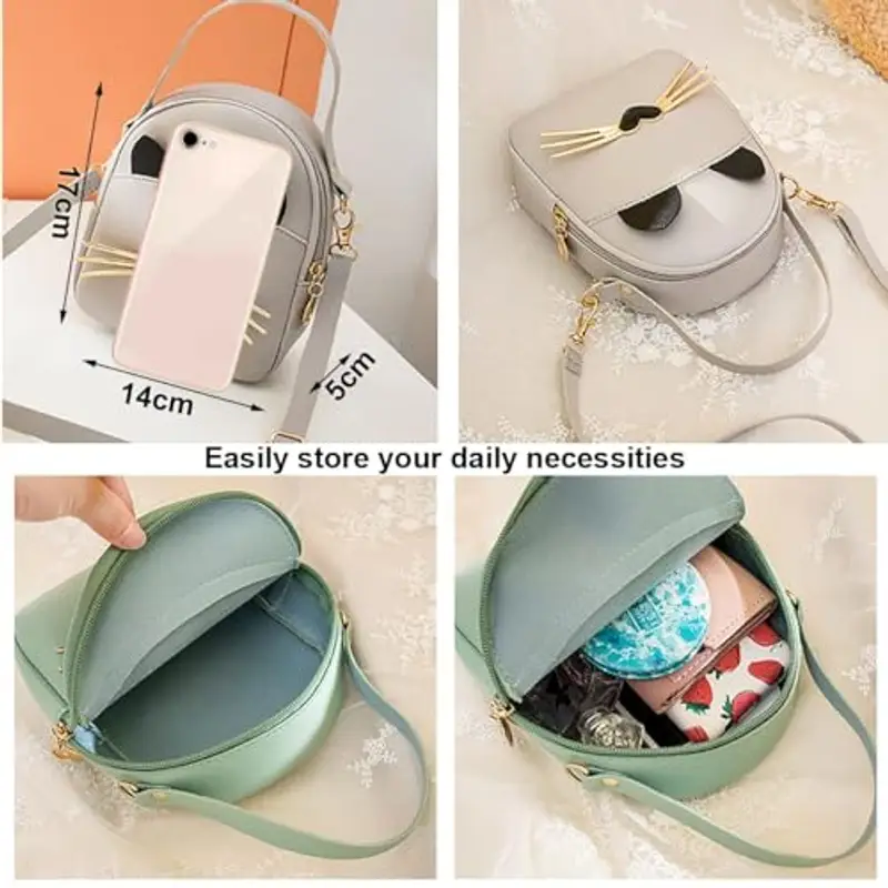 Hjkiopc Borsa a tracolla Bambina Grigio 815760 miniatura 3