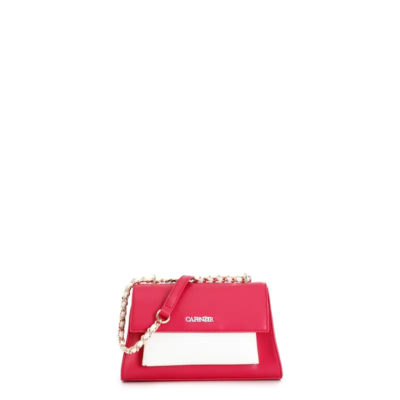 borsa a trapezio con tasca e pattina fuxia