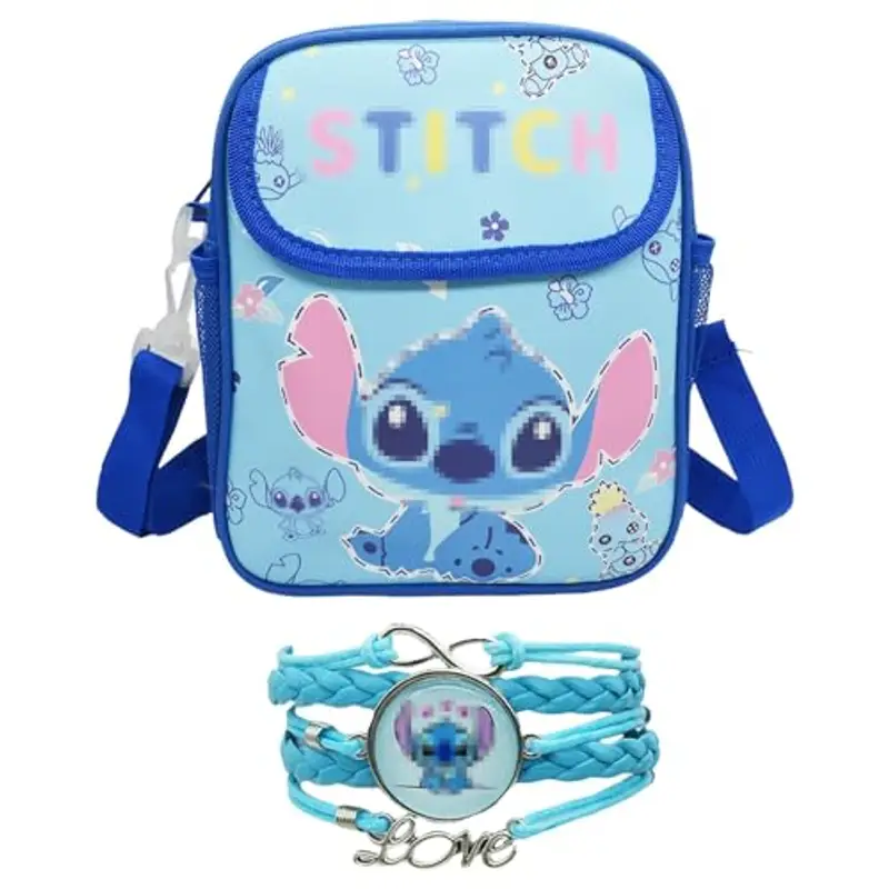 Borsa Bambina, 1 PC Borsa Ragazza e 1 PC Cartone Animato Braccialetto, Braccialetto Bambini, Borsetta Tracolla Regolabile per Bambine, Adatto Regali di Compleanno per Ragazzi e Ragazze
