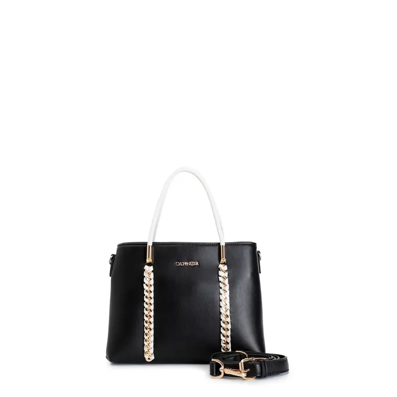 borsa bauletto con manici tubolari nero