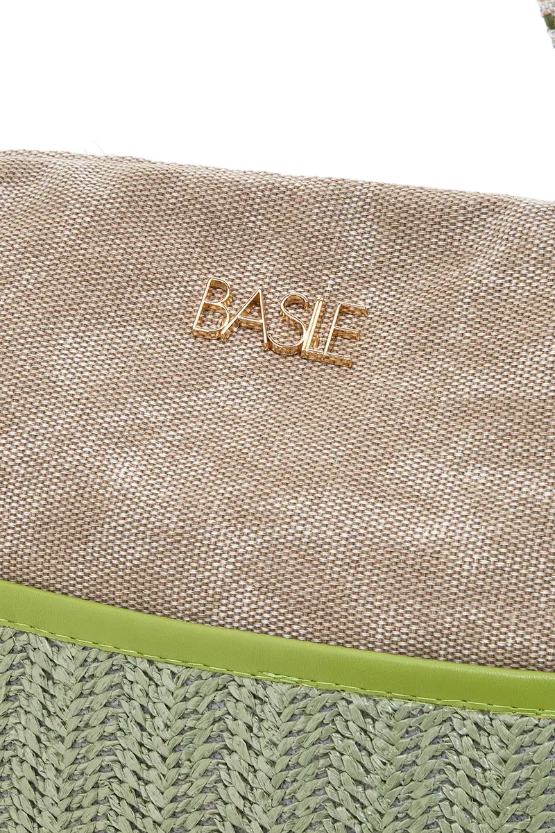 Borsa beige con inserti colorati e manici multicolor Basile BA22101 miniatura 2