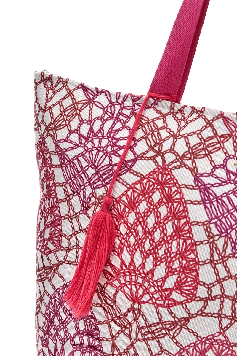 Borsa bianca e fuxia con fantasia geometrica e nappina Basile BA22152 miniatura 3