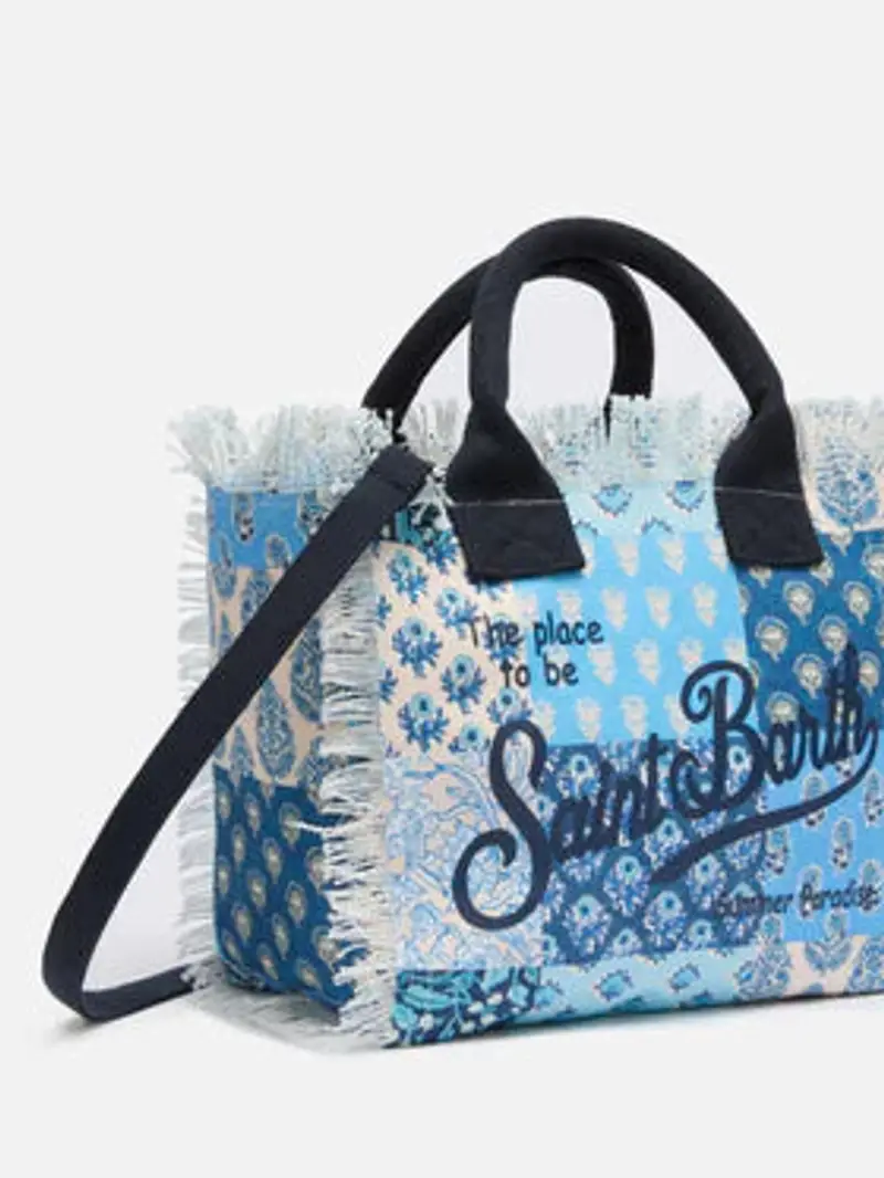 Borsa colette in canvas di cotone con stampa patch floreale miniatura 3