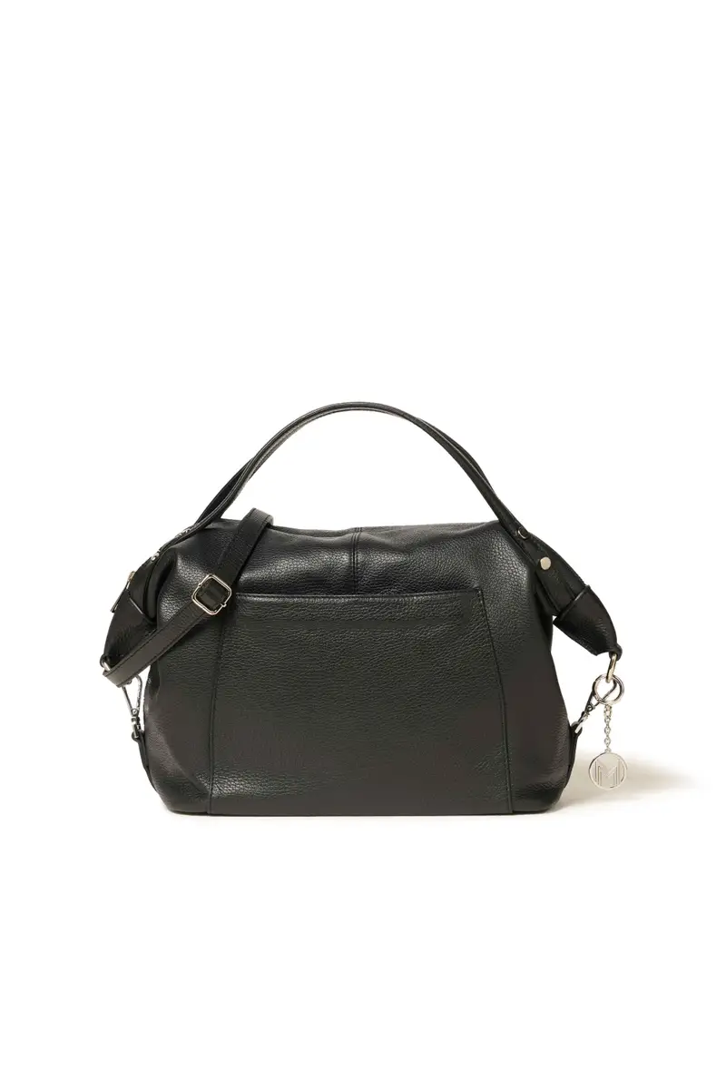 Borsa con manico o tracolla in pelle nero bor995