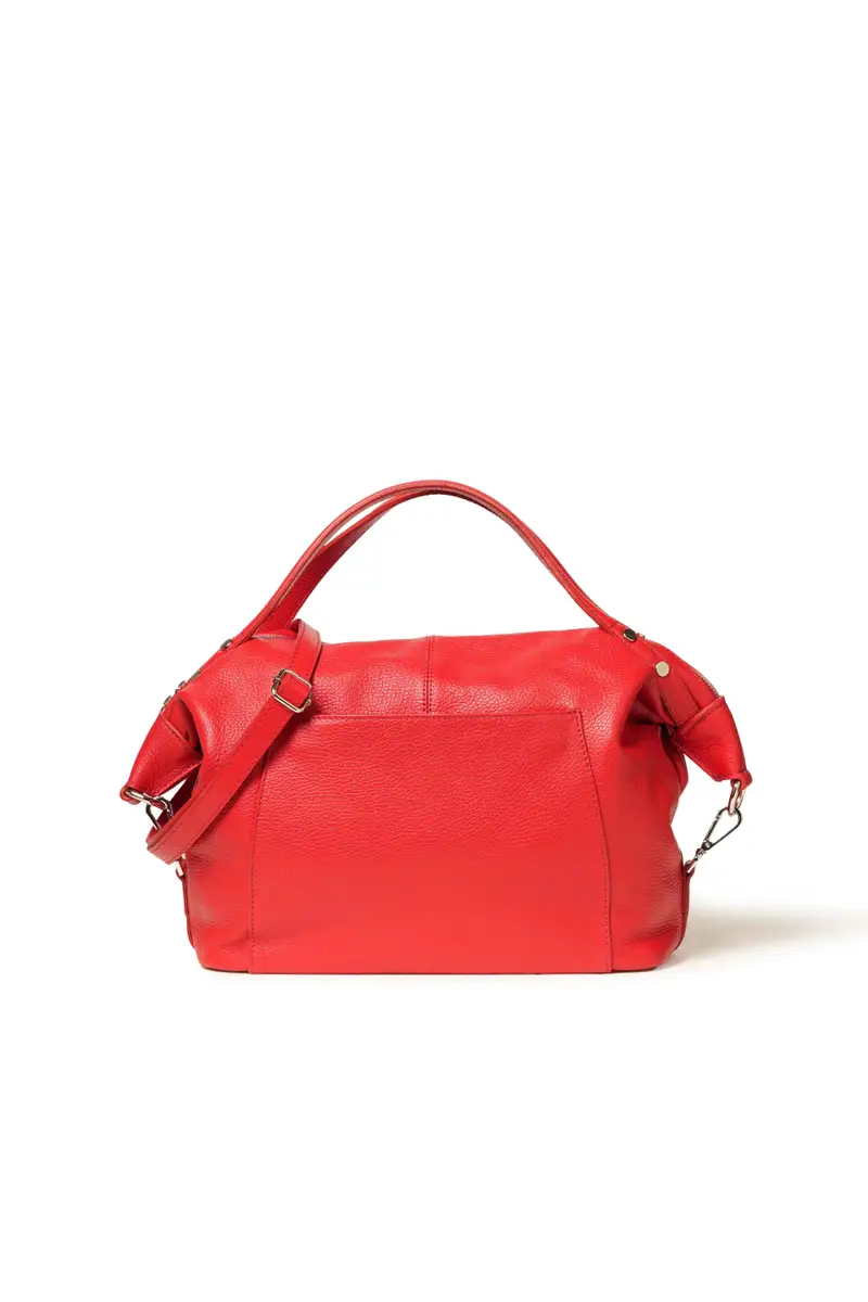 Borsa con manico o tracolla in pelle rosso bor995