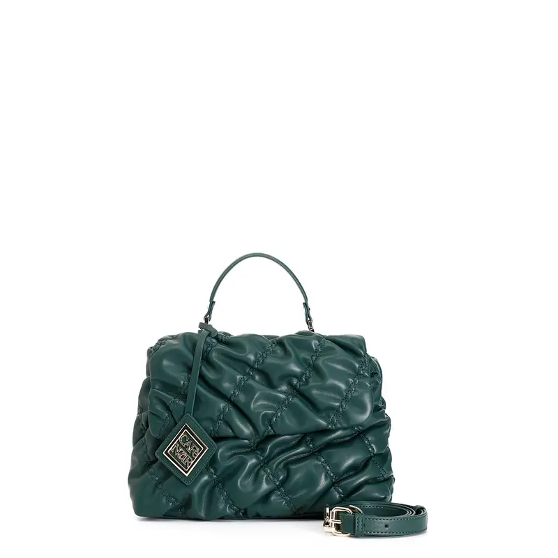 borsa con pattina con lavorazione goffrata verde taglia unica