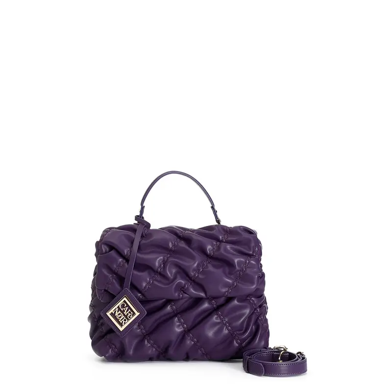 borsa con pattina con lavorazione goffrata viola