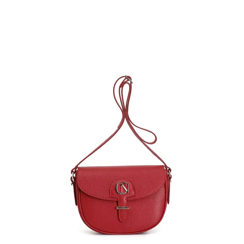 borsa con pattina in pelle vino