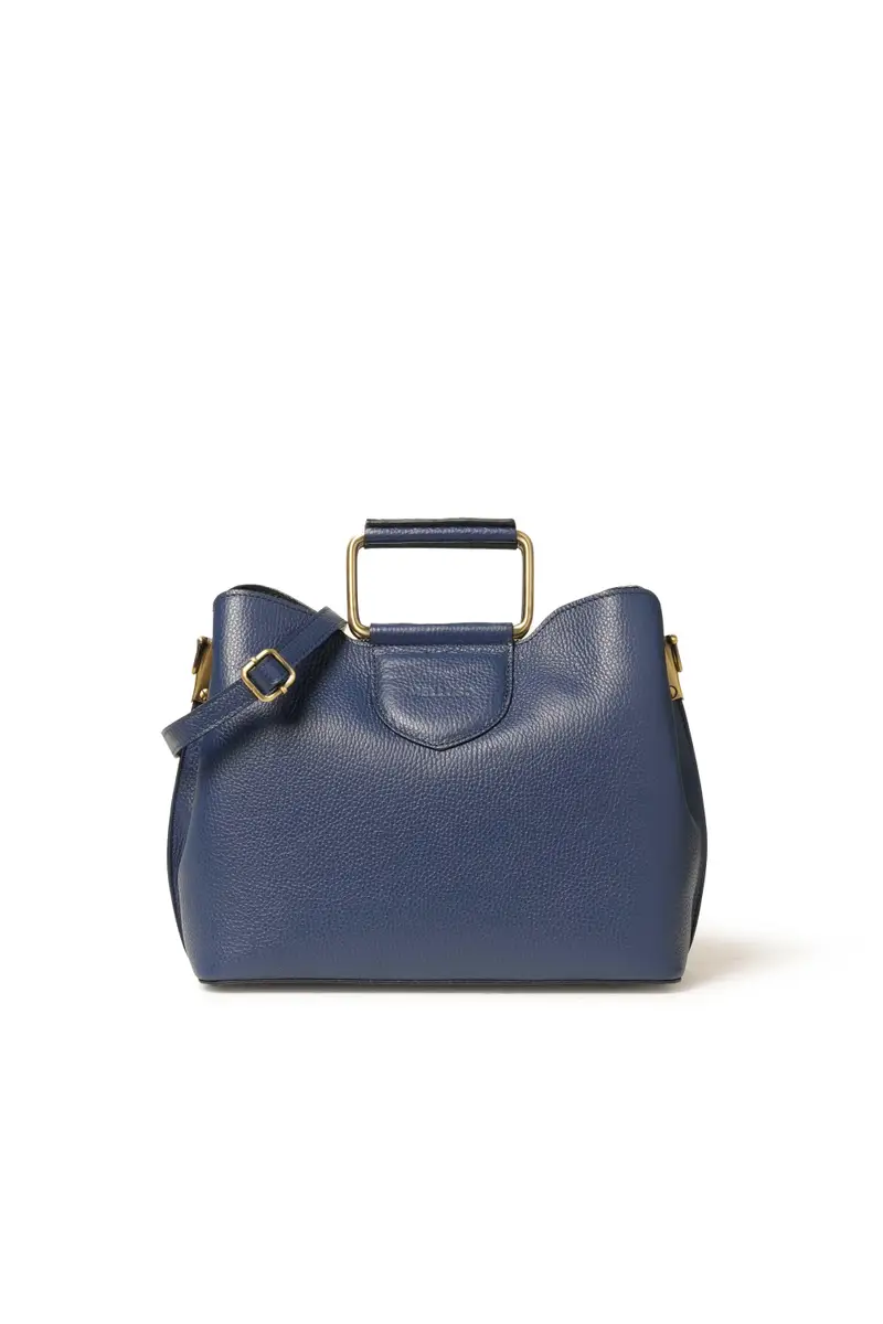 Borsa con tracolla in pelle blu bor565