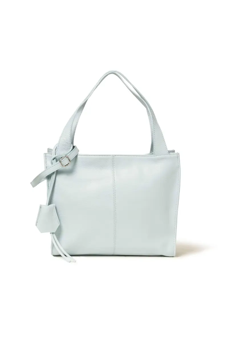 Borsa con tracolla in pelle celeste bor842