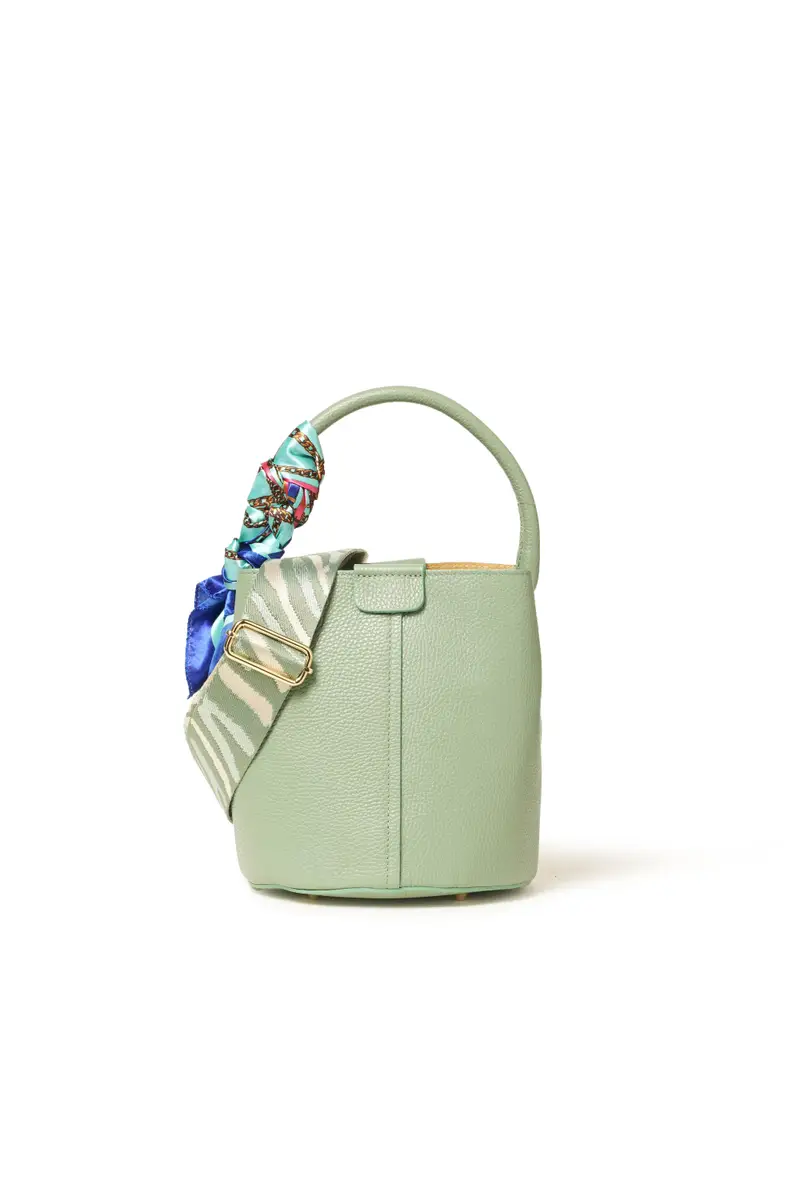 Borsa con tracolla in pelle verde bor582