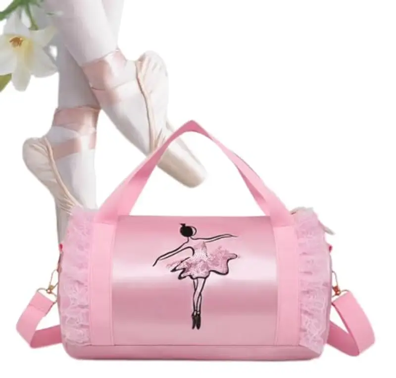 Borsa da Danza Carina per Ragazze, Borsa Sportiva a Tracolla, Borsone da Ballerina, Rosa02 miniatura 2