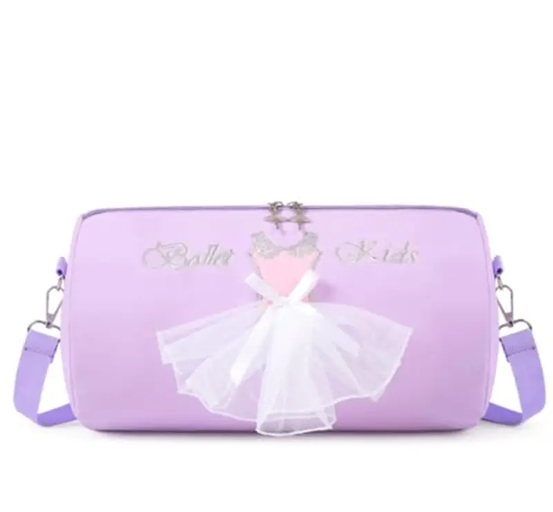 Borsa da Danza Carina per Ragazze, Sportiva, a Tracolla, Borsone da Ballerina, Viola03