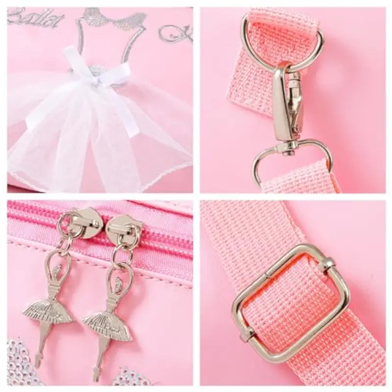Borsa da Danza Carina per Ragazze, Sportiva, a Tracolla, Borsone da Ballerina, Viola03 miniatura 3