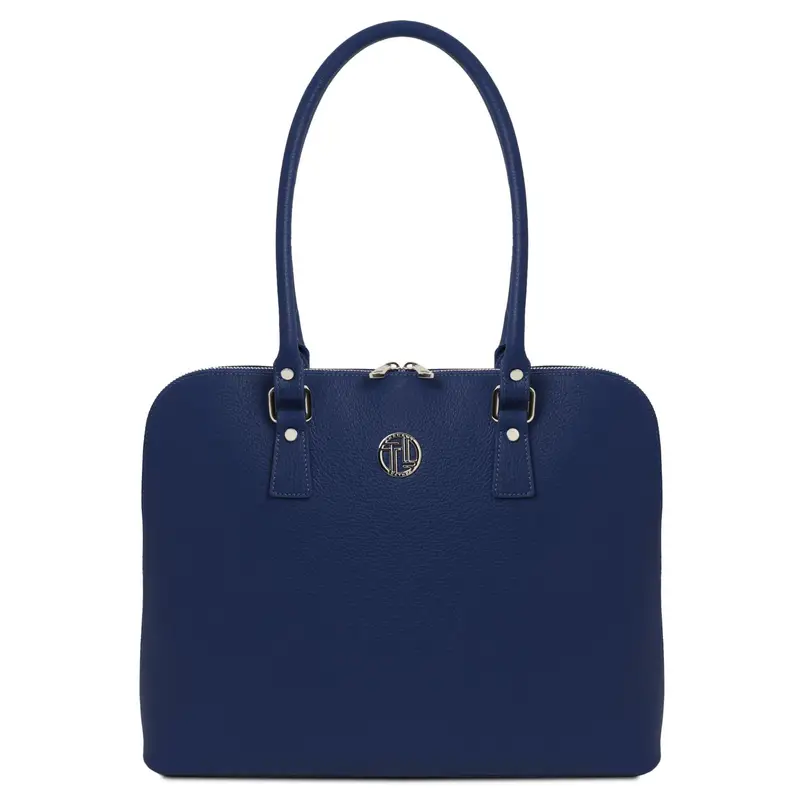 Borsa da lavoro in pelle per donna Blu scuro