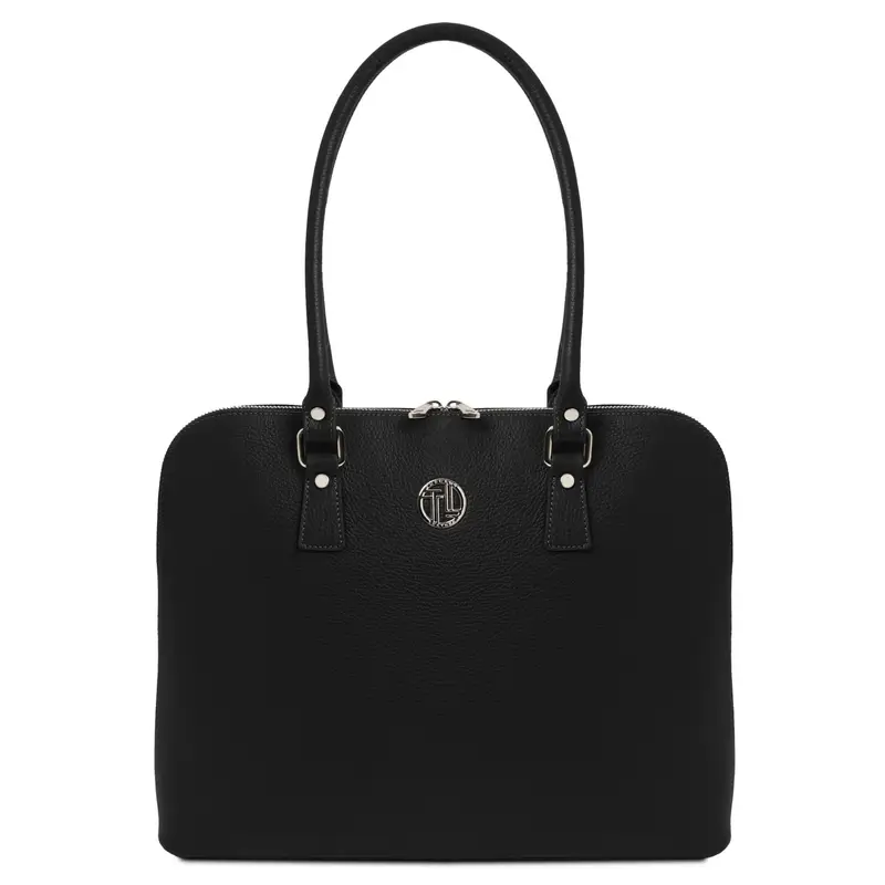 Borsa da lavoro in pelle per donna Nero