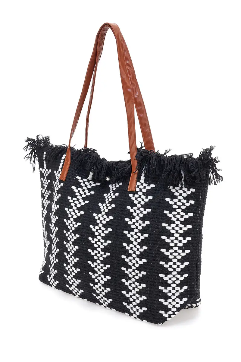 Borsa da Spiaggia Nere e Bianca First Lady Y004 miniatura 2