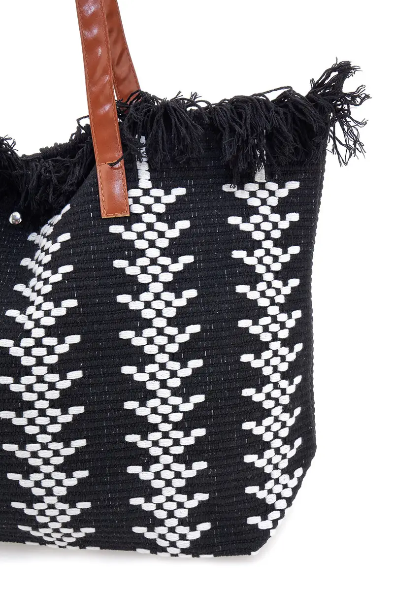 Borsa da Spiaggia Nere e Bianca First Lady Y004 miniatura 3