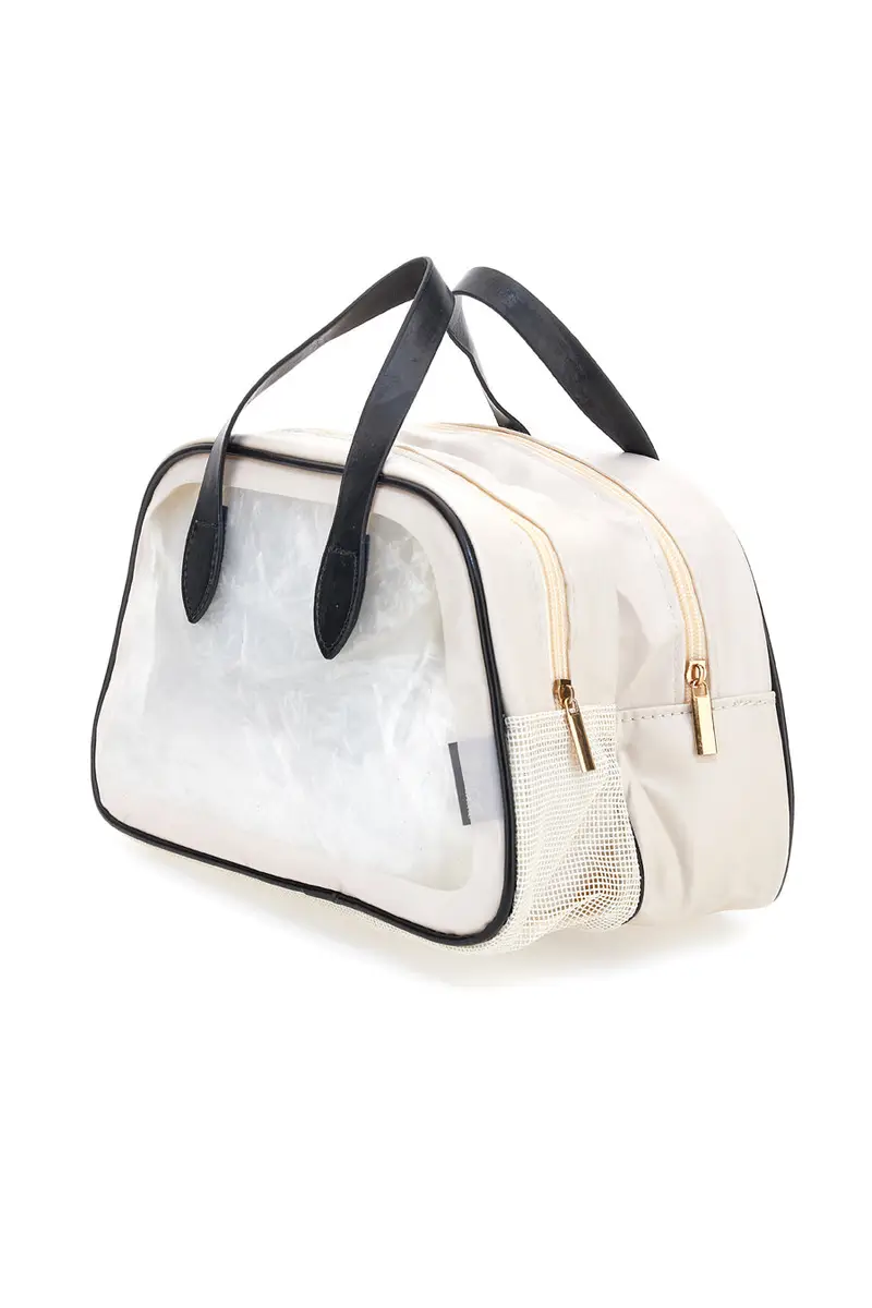 Borsa da viaggio beige con inserti trasparenti Juice Roma 099 miniatura 2