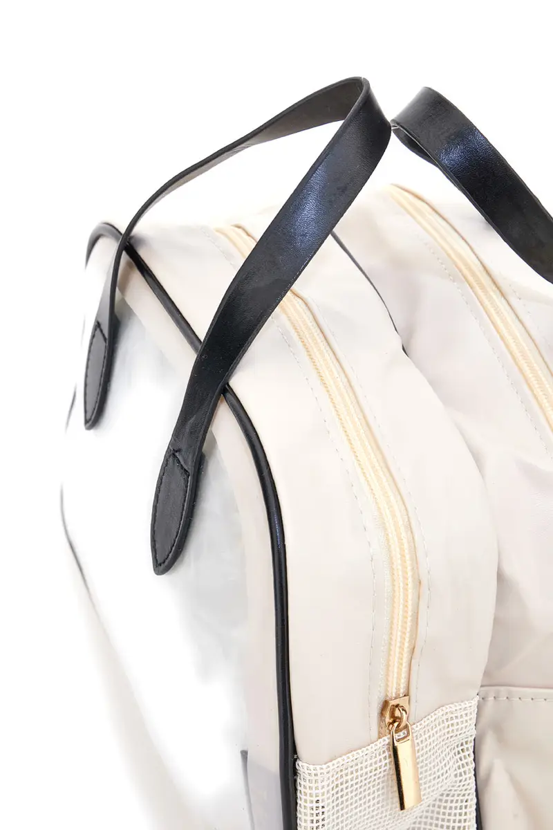 Borsa da viaggio beige con inserti trasparenti Juice Roma 099 miniatura 3