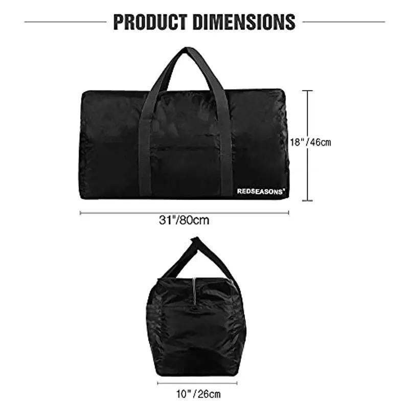 Borsa da Viaggio Pieghevole Extra Grande, Grande Capacità Borsa da Viaggio Duffel per Sport e Viaggi, Leggera e Impermeabile, Ideale per il Campeggio, Colore Nero, 98 L miniatura 3