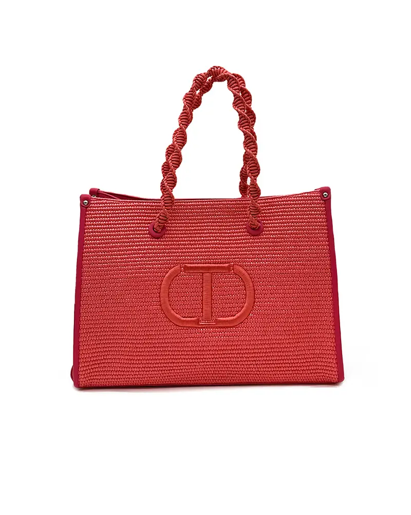 Borsa Darling effetto Paglia Corallo