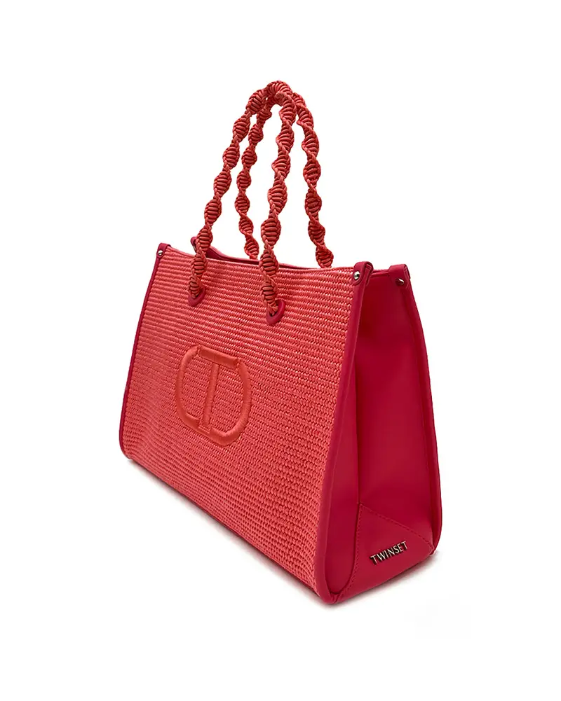Borsa Darling effetto Paglia Corallo miniatura 2