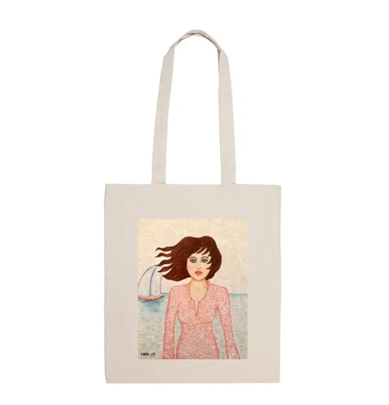 Borsa di tela 9 sacchetti di stoffa, colore naturale