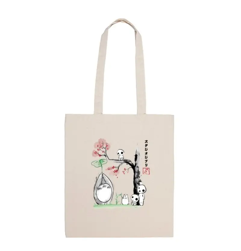 Borsa di tela alberi che crescono sumi-e