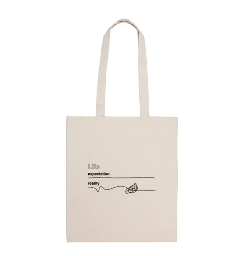 Borsa di tela aspettativa della borsa vs realtà bianca