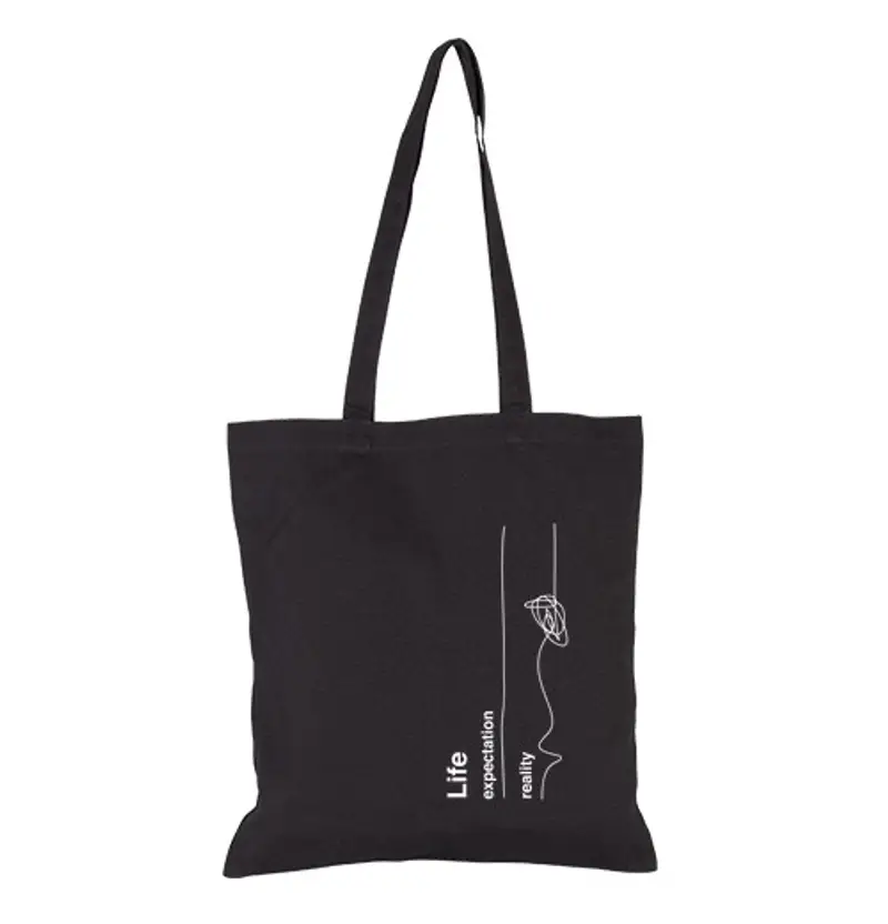 Borsa di tela aspettativa della borsa vs realtà nera