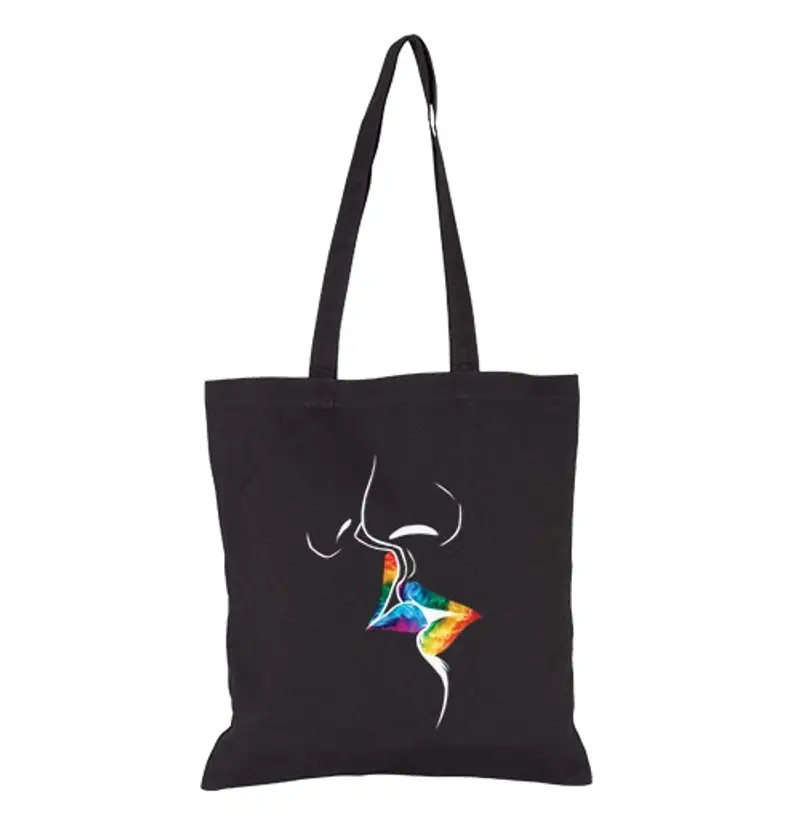 Borsa di tela bacio della bandiera arcobaleno della p