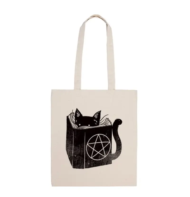 Borsa di tela bag cat stregoneria
