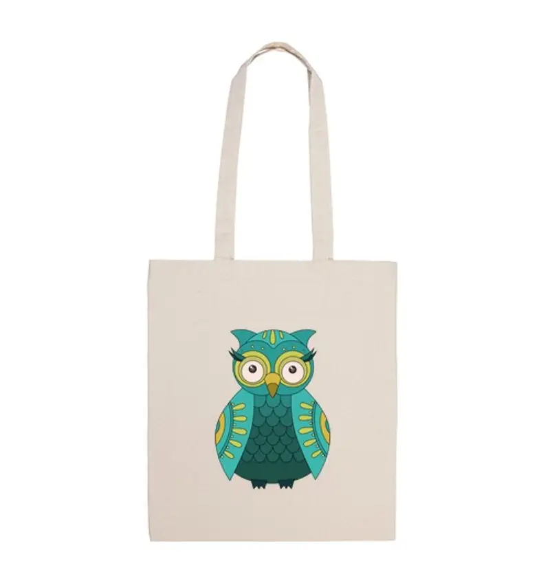 Borsa di tela bag gufo verde